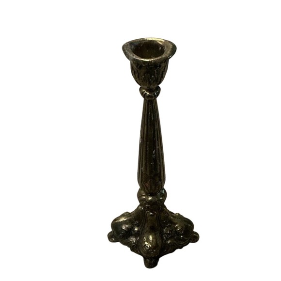 Unbranded Other - Vintage Silver Tone Metal Candlestick Candle Holder Ornate Taper French Country